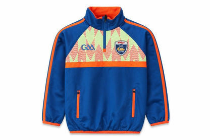 Front view of O'Neill boys’ blue 1/2 zip gaa cúl camps sweatshirt, size 2, years
