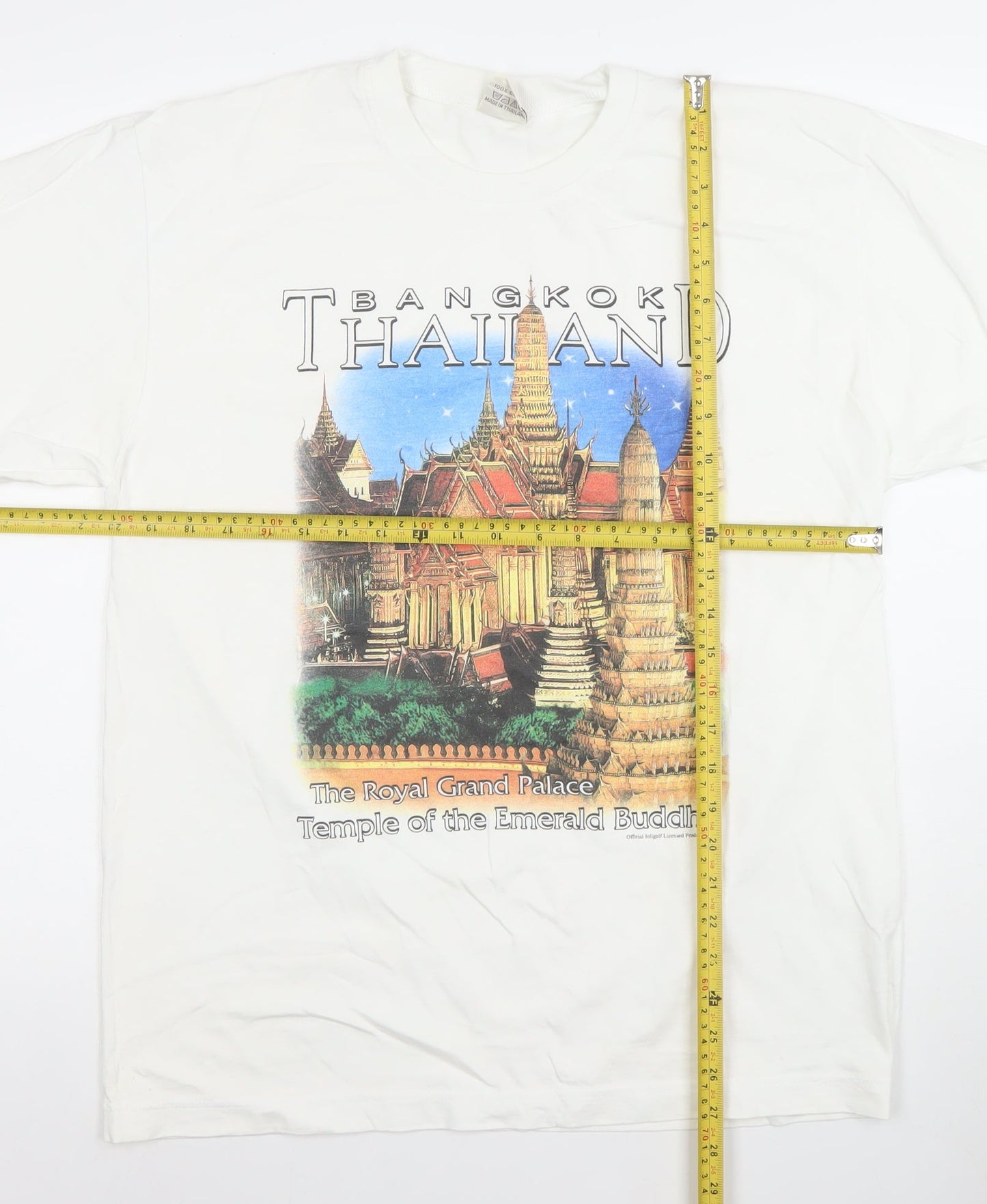 Joligolf Men's White Bangkok Thailand Graphic Cotton T-Shirt L Vintage