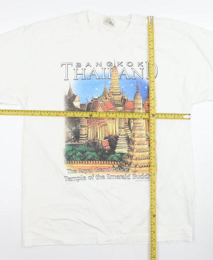 Joligolf Men's White Bangkok Thailand Graphic Cotton T-Shirt L Vintage