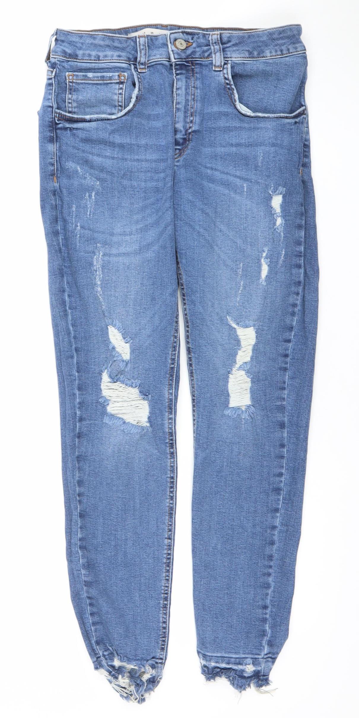 Denim Co. Women's Blue Distressed Skinny Jeans Size 14