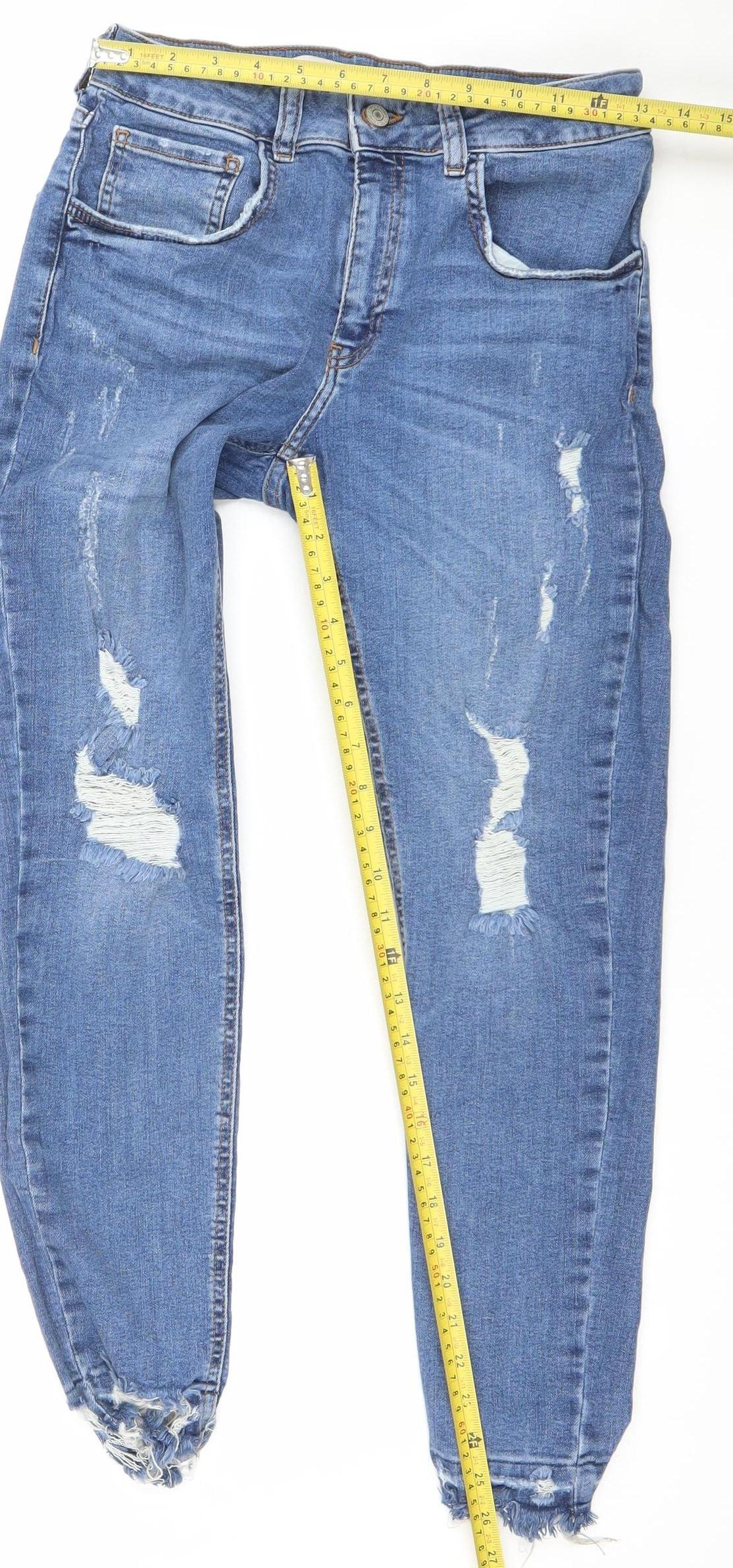 Denim Co. Women's Blue Distressed Skinny Jeans Size 14