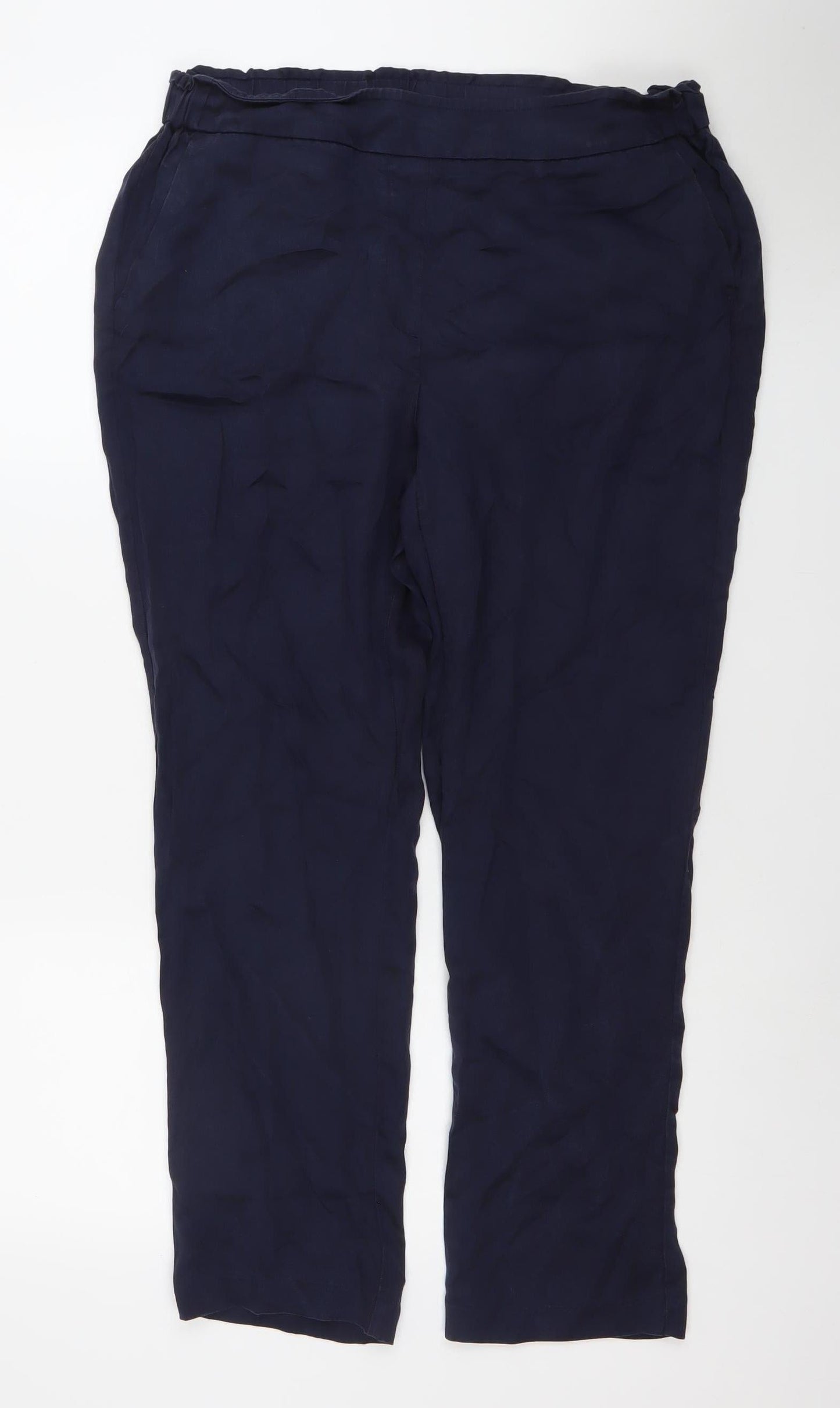 Womens UK Size M Punt Roma Regular Fit Casual Travel Blue Trousers