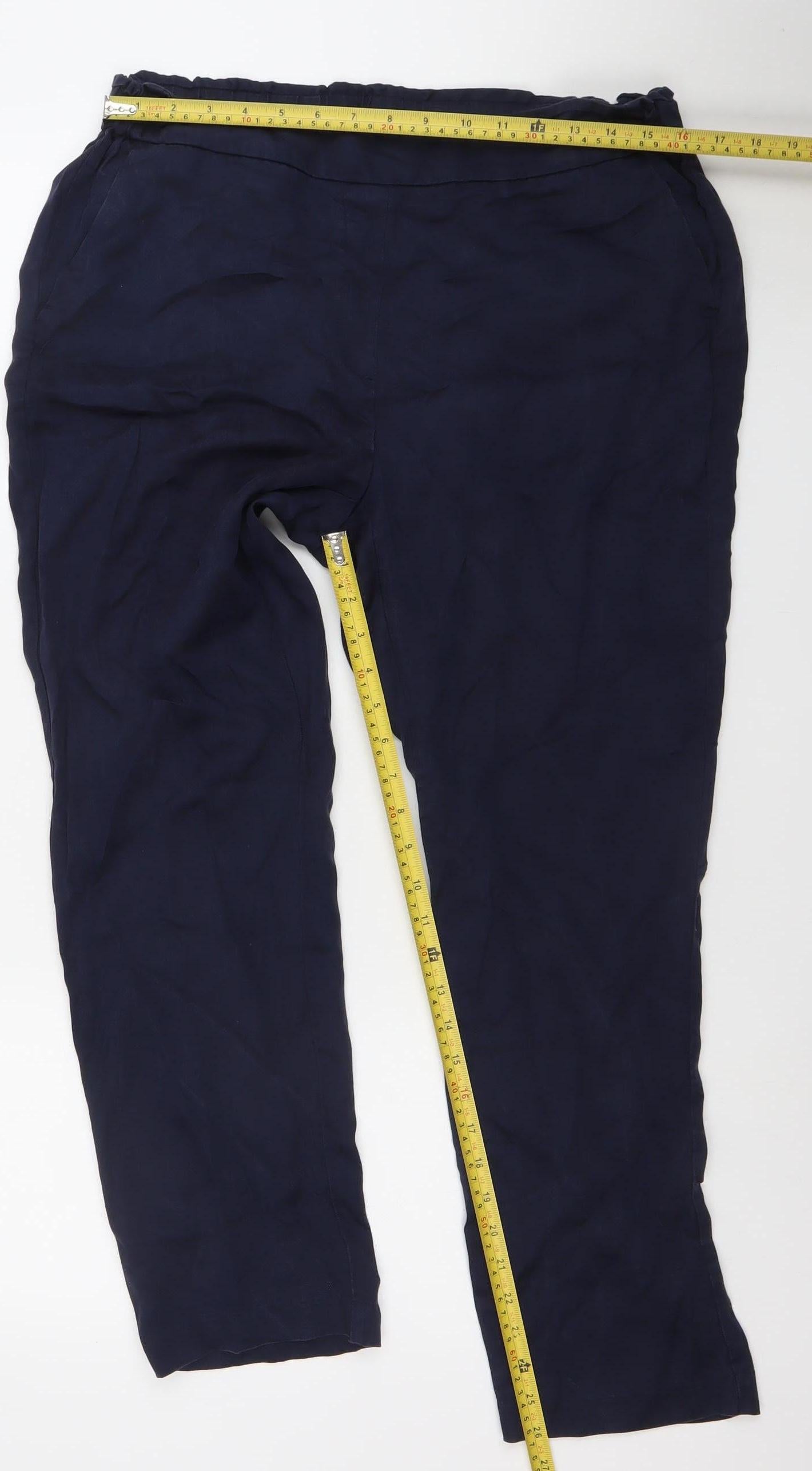 Womens UK Size M Punt Roma Regular Fit Casual Travel Blue Trousers