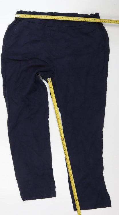 Womens UK Size M Punt Roma Regular Fit Casual Travel Blue Trousers