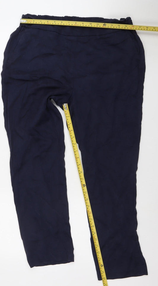 Womens UK Size M Punt Roma Regular Fit Casual Travel Blue Trousers