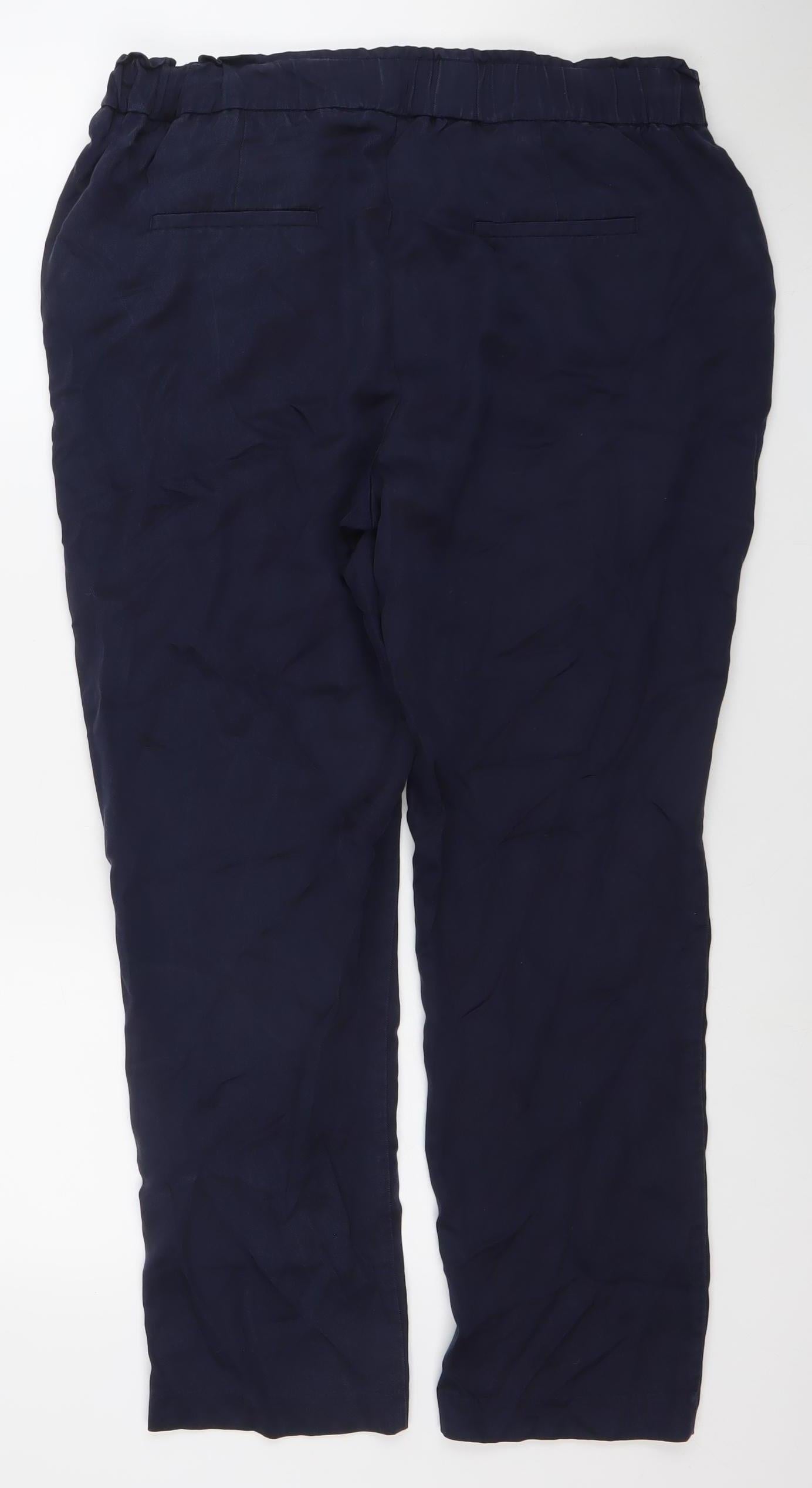 Womens UK Size M Punt Roma Regular Fit Casual Travel Blue Trousers