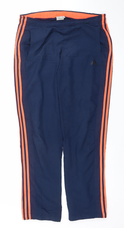 Adidas Men's Navy Blue Small Track Pants Climalite Elastic Waist