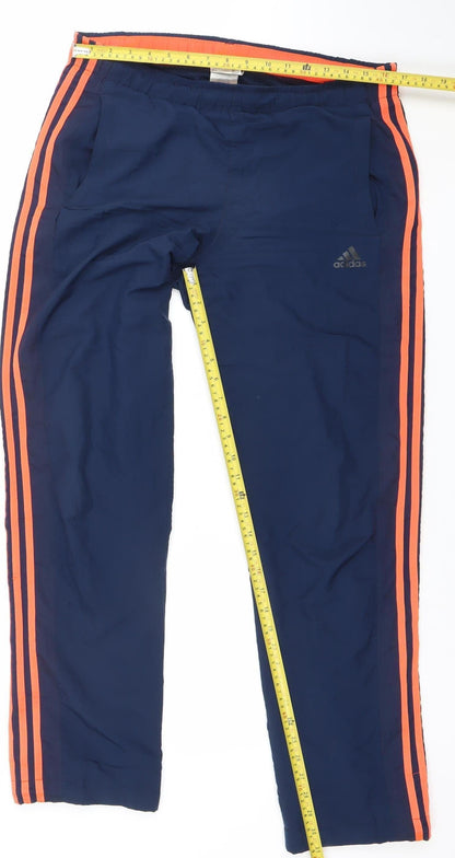 Adidas Men's Navy Blue Small Track Pants Climalite Elastic Waist