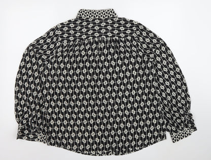 Womens UK Size L Max Studio London Black Classic Button-Up