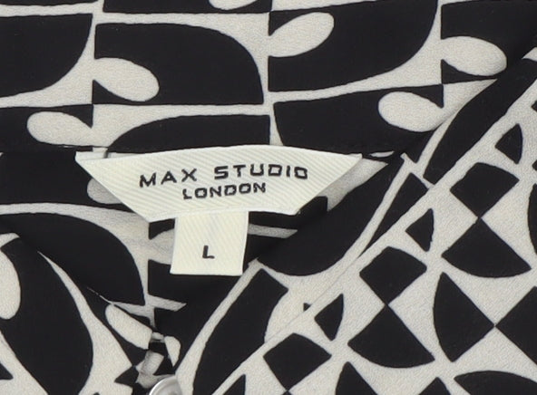 Womens UK Size L Max Studio London Black Classic Button-Up