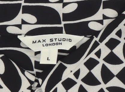 Womens UK Size L Max Studio London Black Classic Button-Up
