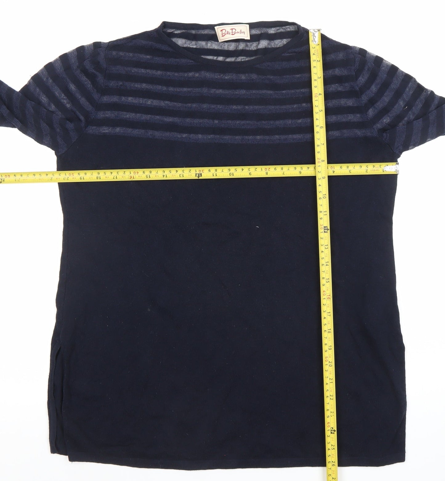 Betty Barclay Women's Navy Striped Long Sleeve Jersey Top M