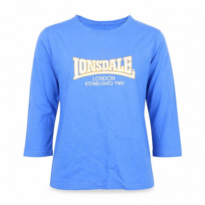 Lonsdale Women Blue 3/4 Sleeve Cotton Stretch T-Shirt Size S