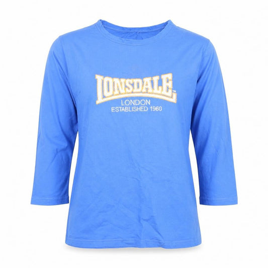 Lonsdale Women Blue 3/4 Sleeve Cotton Stretch T-Shirt Size S