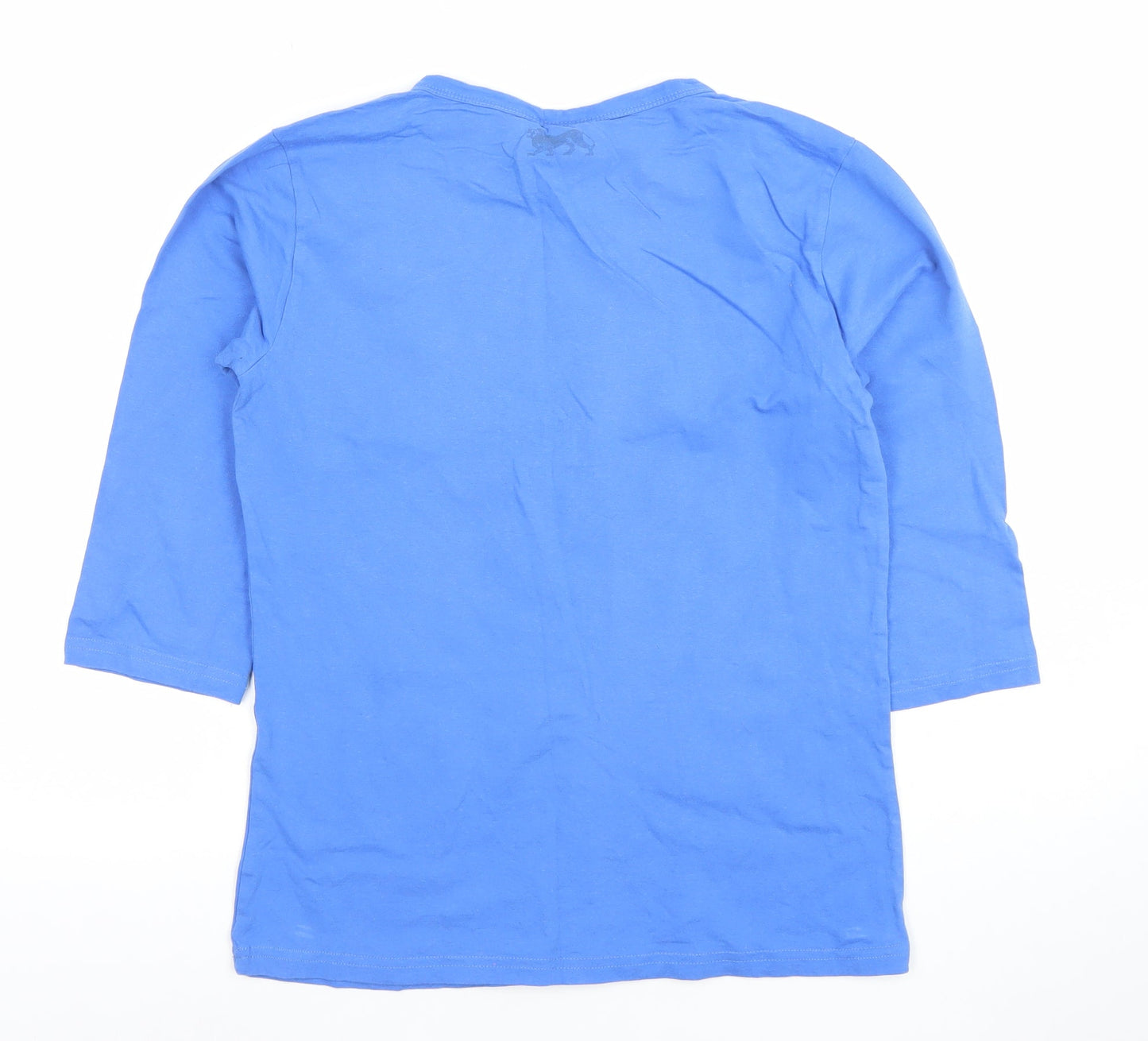 Lonsdale Women Blue 3/4 Sleeve Cotton Stretch T-Shirt Size S
