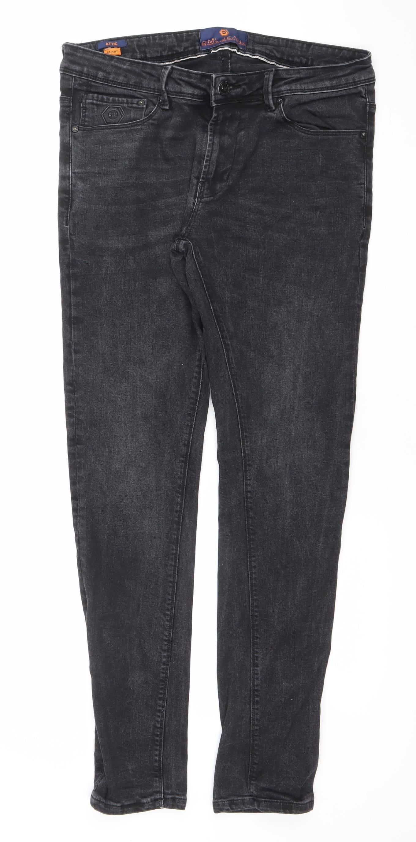 DML Jeans Men's Black Slim Fit Stretch Denim Jeans 32W 32L