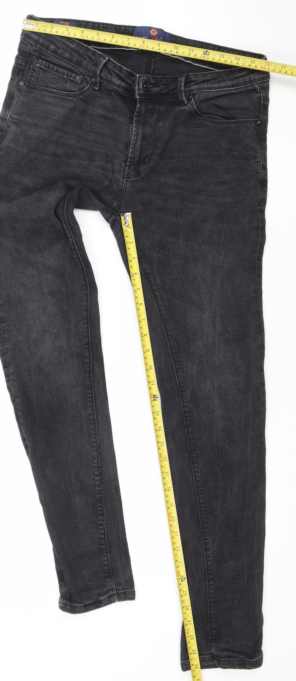 DML Jeans Men's Black Slim Fit Stretch Denim Jeans 32W 32L