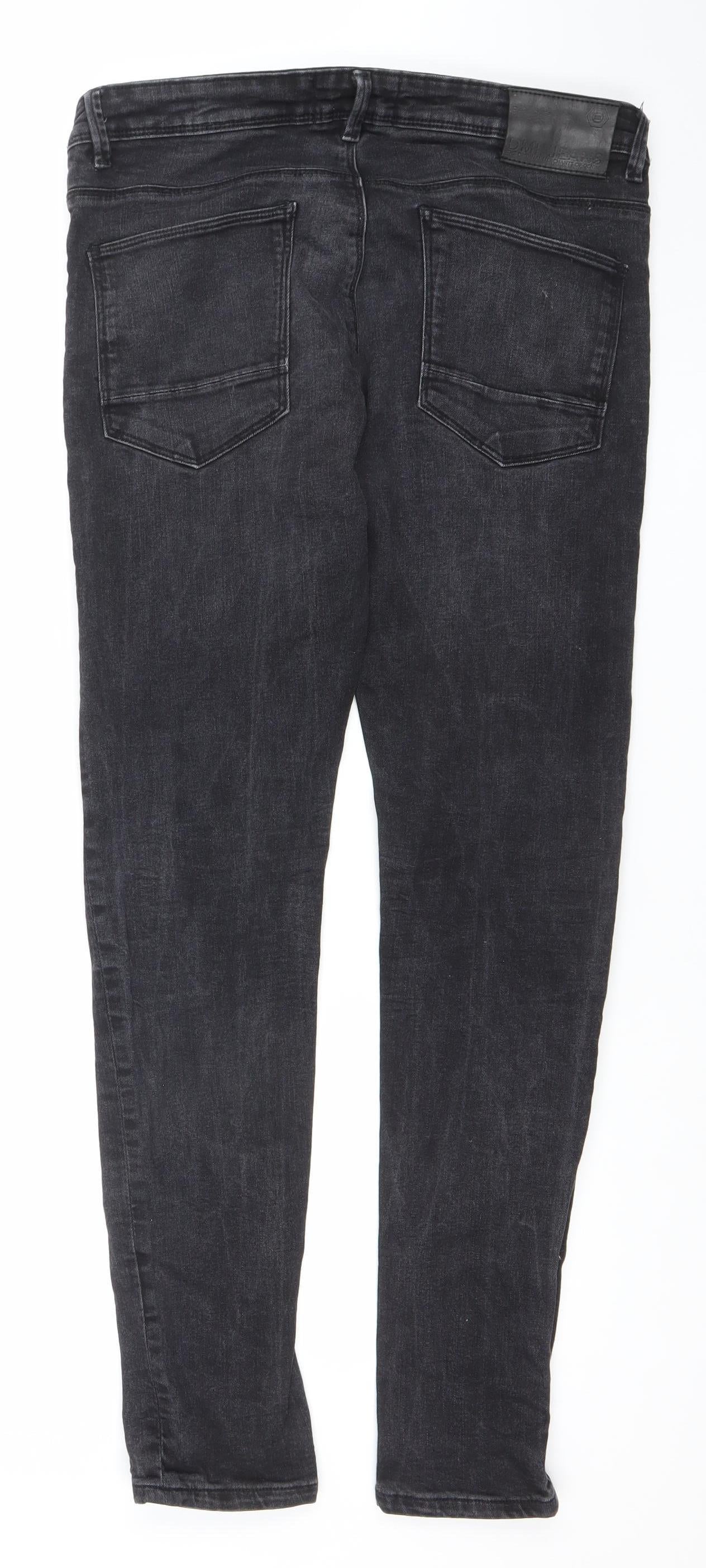 DML Jeans Men's Black Slim Fit Stretch Denim Jeans 32W 32L