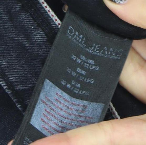 DML Jeans Men's Black Slim Fit Stretch Denim Jeans 32W 32L