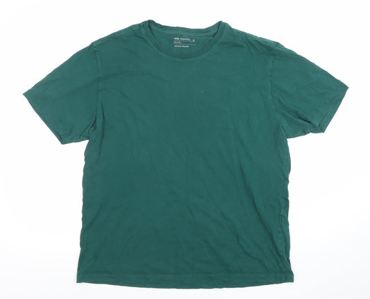 Pool Premium Men’s Green Cotton Crew Neck Regular Fit T-Shirt M
