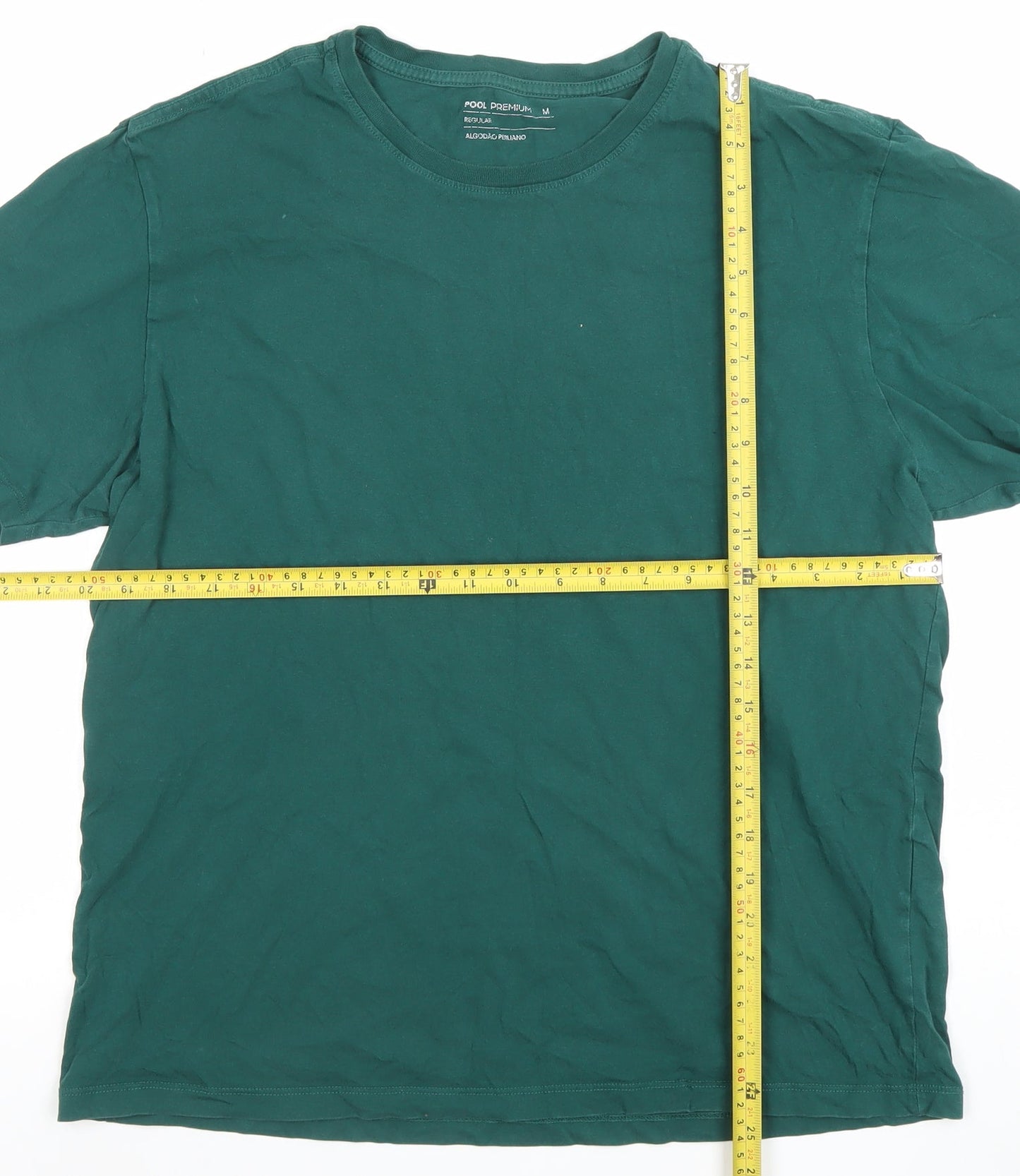 Pool Premium Men’s Green Cotton Crew Neck Regular Fit T-Shirt M