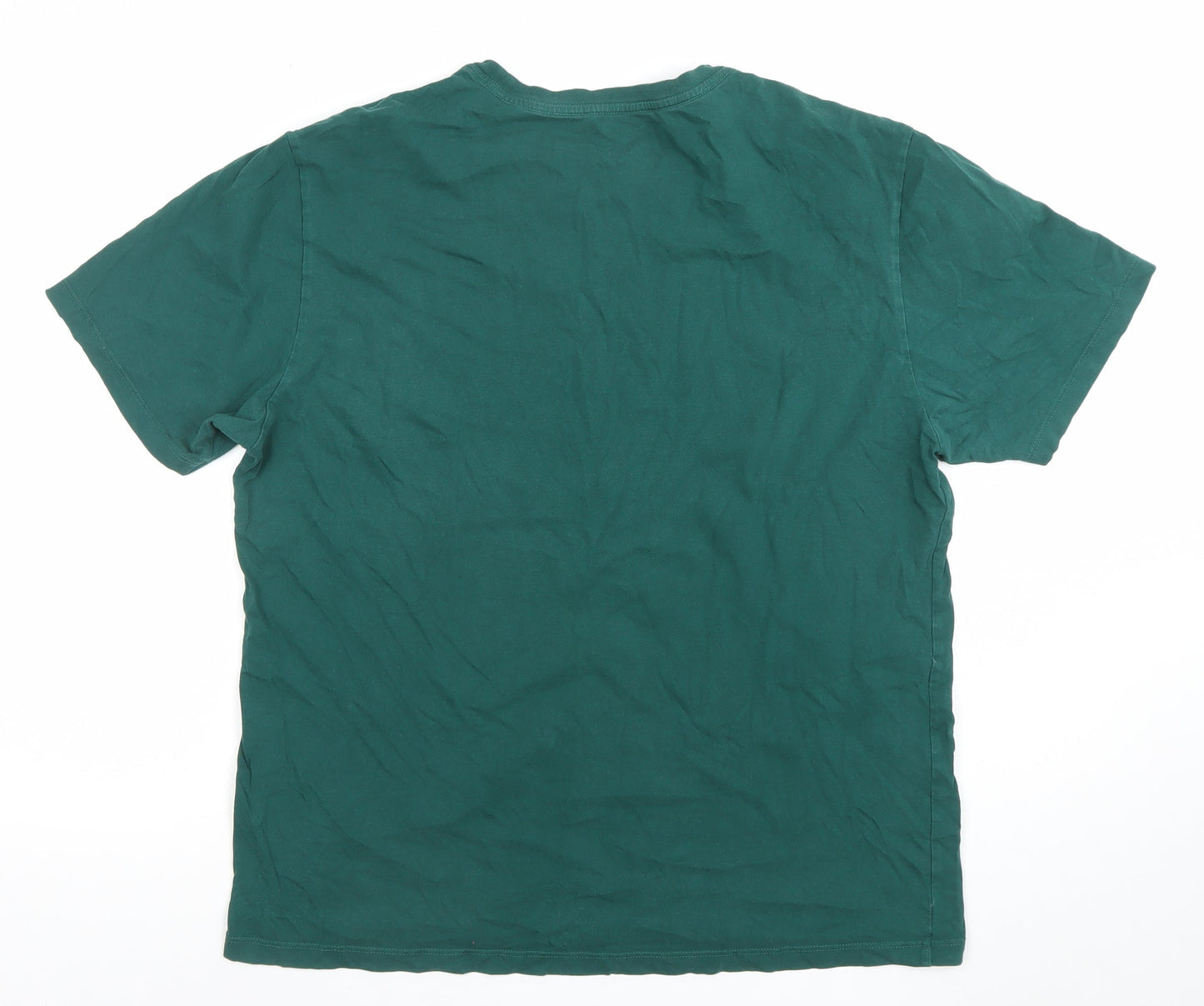 Pool Premium Men’s Green Cotton Crew Neck Regular Fit T-Shirt M