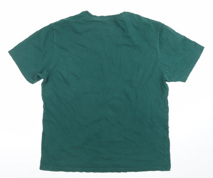 Pool Premium Men’s Green Cotton Crew Neck Regular Fit T-Shirt M