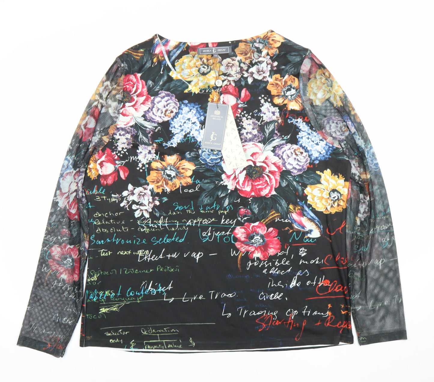 Womens UK Size 2XL Jessica Graaf Multicoloured Basic T-Shirt