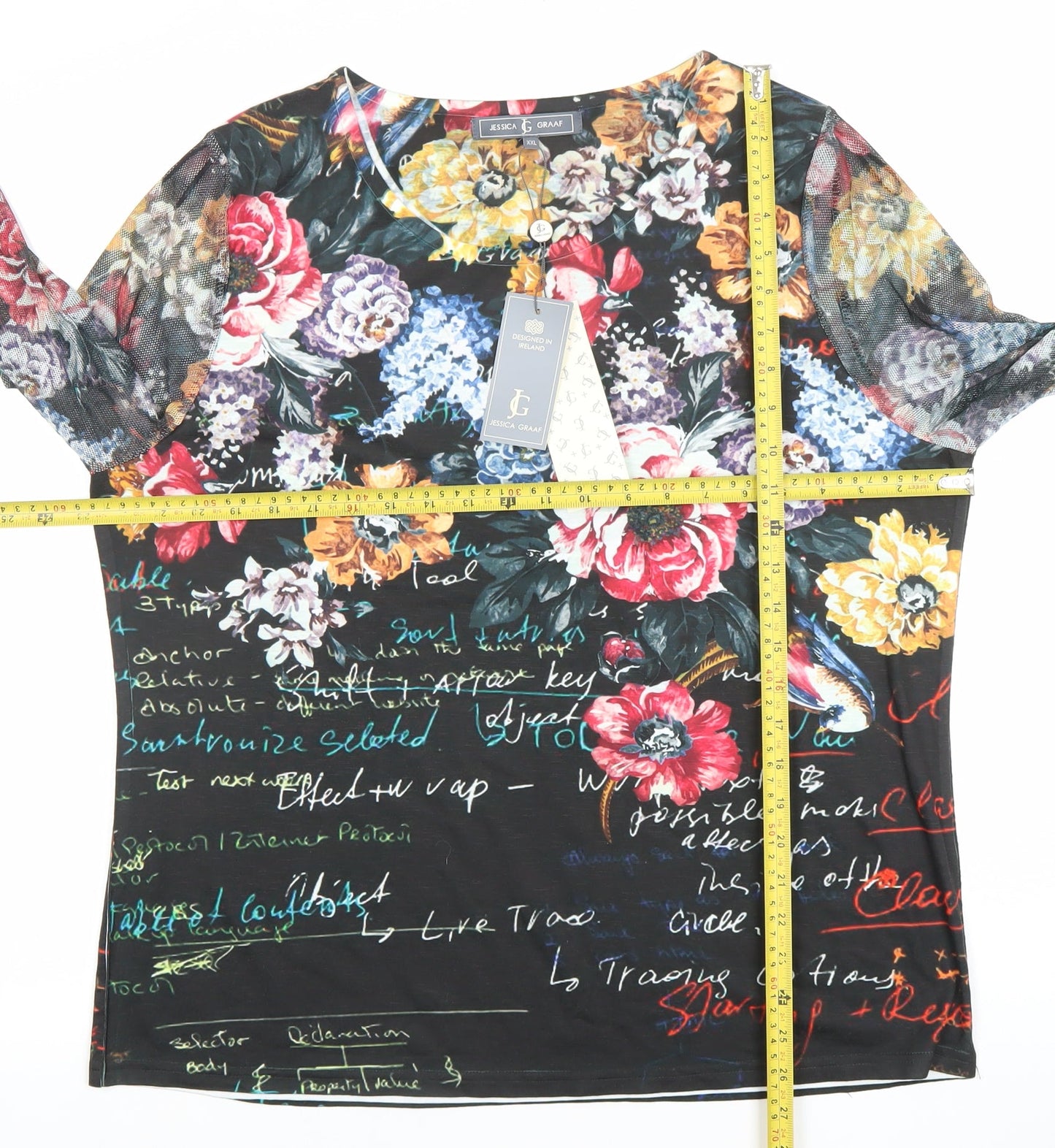 Womens UK Size 2XL Jessica Graaf Multicoloured Basic T-Shirt