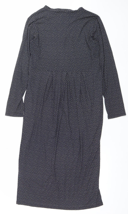 Masai Women Blue Geometric Viscose Shift Dress Size L