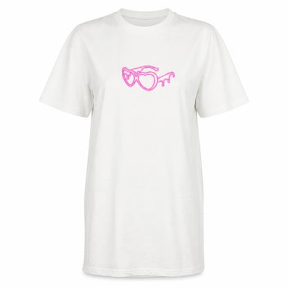 Front view of I Saw It First Women’s White Love Island Small Graphic T-Shirt Dress