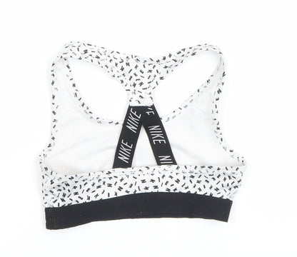 Nike Girls White Black Dri-FIT Sports Bra M Athletic Tank Top
