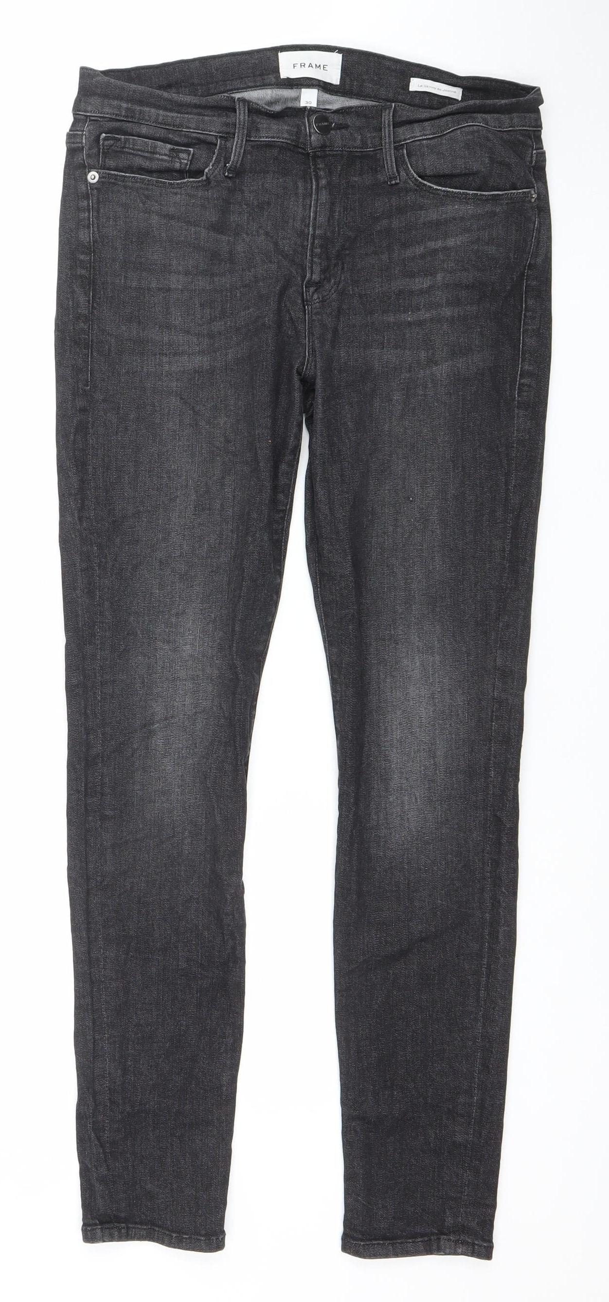 Womens UK Size 30 FRAME Slim Fit Skinny Black Jeans