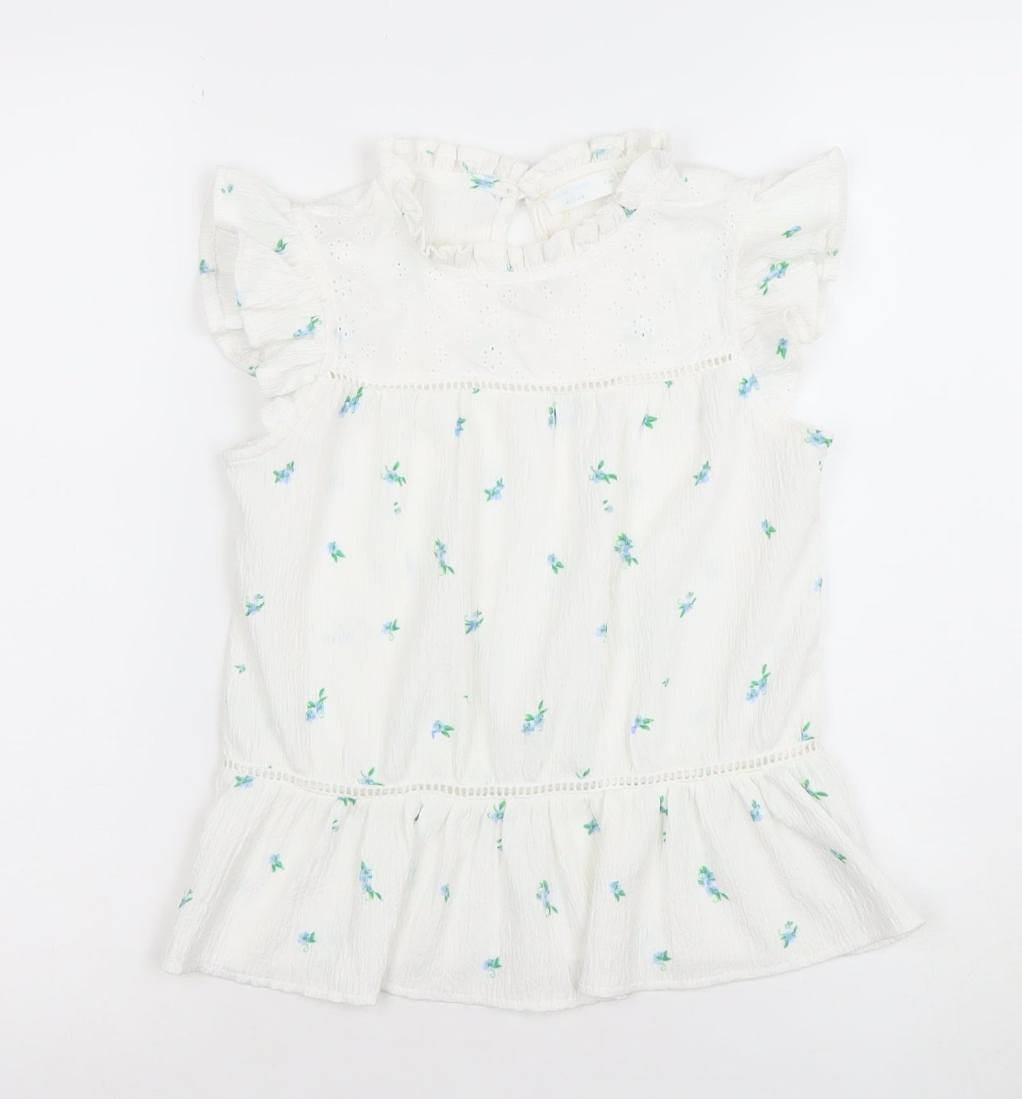 Girls UK Size 9-10 Years Leigh Tucker Willow White Basic Blouse
