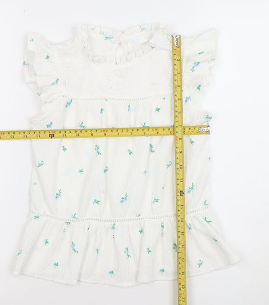 Girls UK Size 9-10 Years Leigh Tucker Willow White Basic Blouse