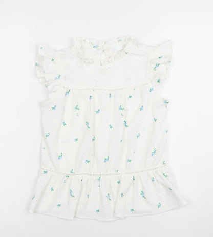 Girls UK Size 9-10 Years Leigh Tucker Willow White Basic Blouse