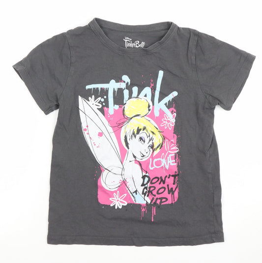 Girls UK Size 10-11 Years Disney Black Graphic Print T-Shirt