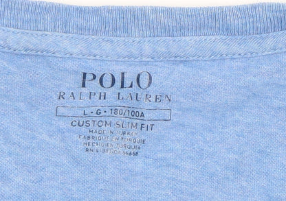 Ralph Lauren Men's Blue Slim Fit Cotton Crew Neck T-Shirt L