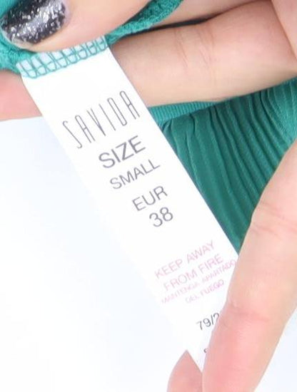 Womens UK Size 10 SAVIOM Green Basic Blouse