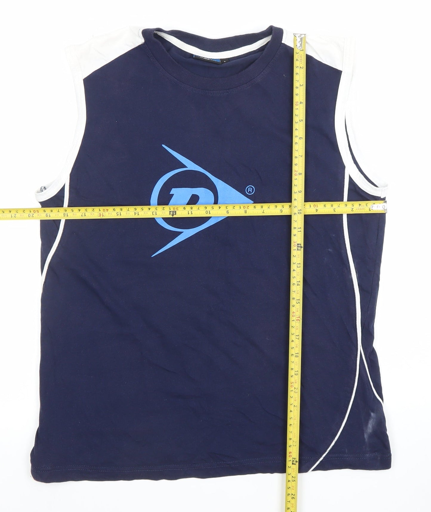 Dunlop Men's Blue Sleeveless Tank Top L Gym Training Jersey