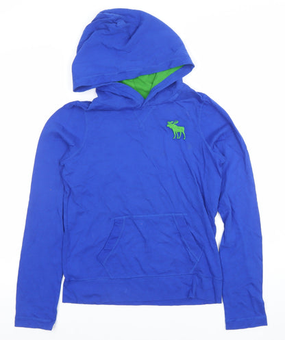 Abercrombie Teens Blue Pullover Hoodie L Embroidered Logo