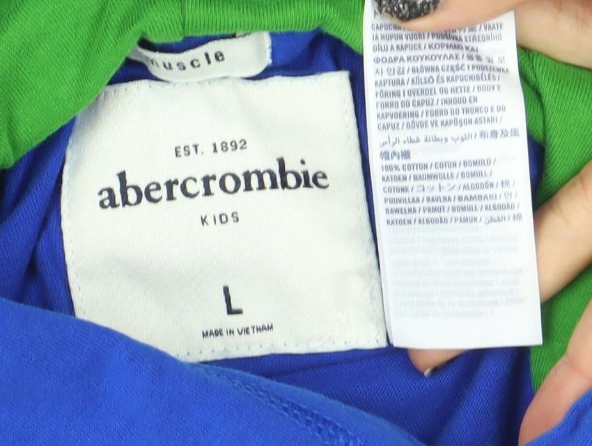 Abercrombie Teens Blue Pullover Hoodie L Embroidered Logo