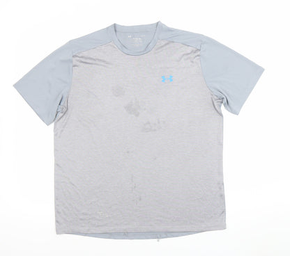 Mens UK Size L Under armour Grey Running & JoggingGym & TrainingFootball T-Shirt