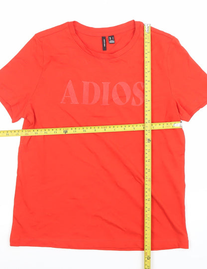 Womens UK Size S VERO MODA Red Basic T-Shirt
