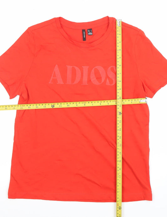 Womens UK Size S VERO MODA Red Basic T-Shirt