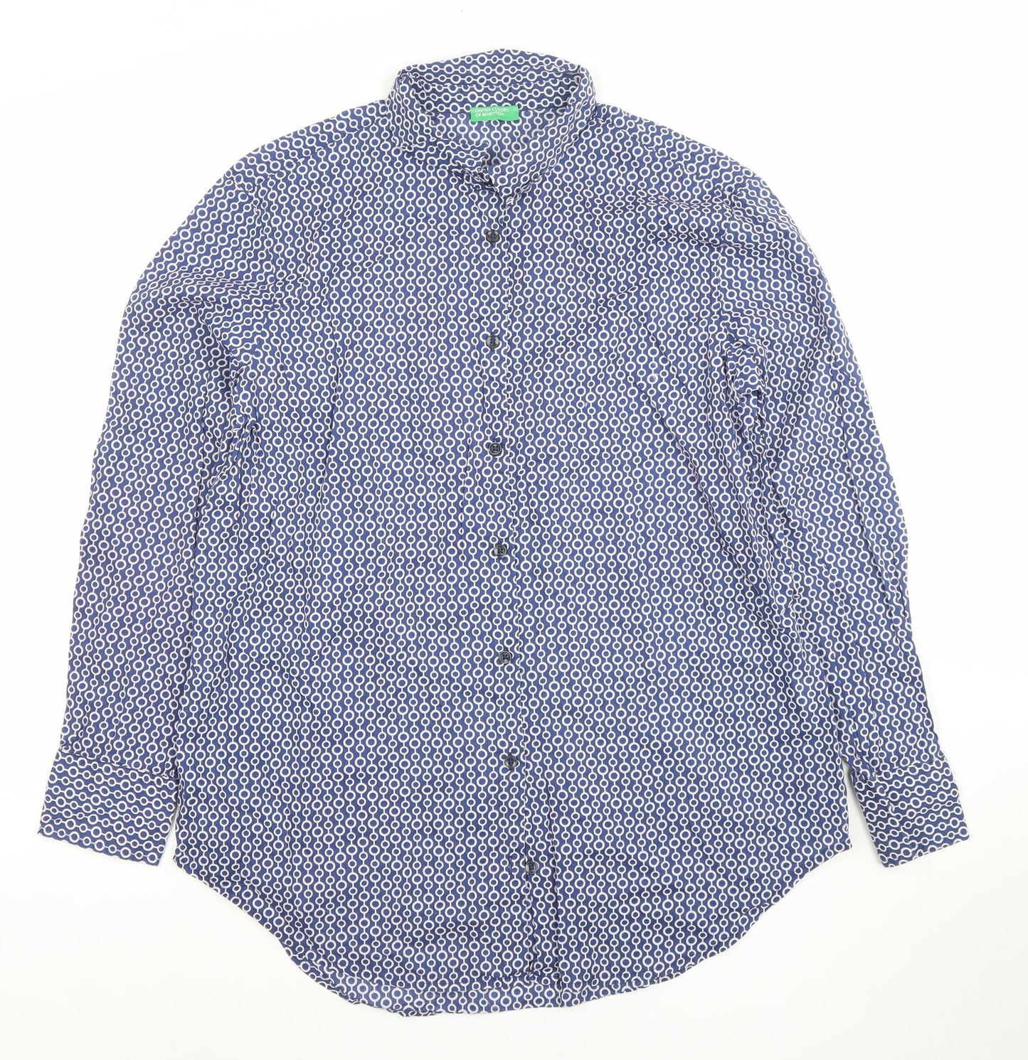 Womens UK Size S United Colors of Benetton Blue Basic Button-Up
