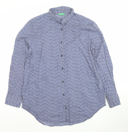 Womens UK Size S United Colors of Benetton Blue Basic Button-Up