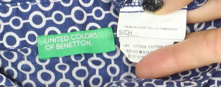 Womens UK Size S United Colors of Benetton Blue Basic Button-Up