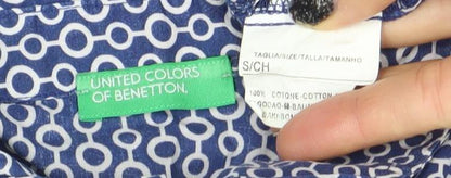 Womens UK Size S United Colors of Benetton Blue Basic Button-Up