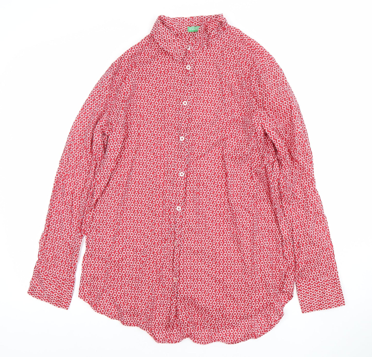 Womens UK Size S United Colors of Benetton Red Basic Button-Up